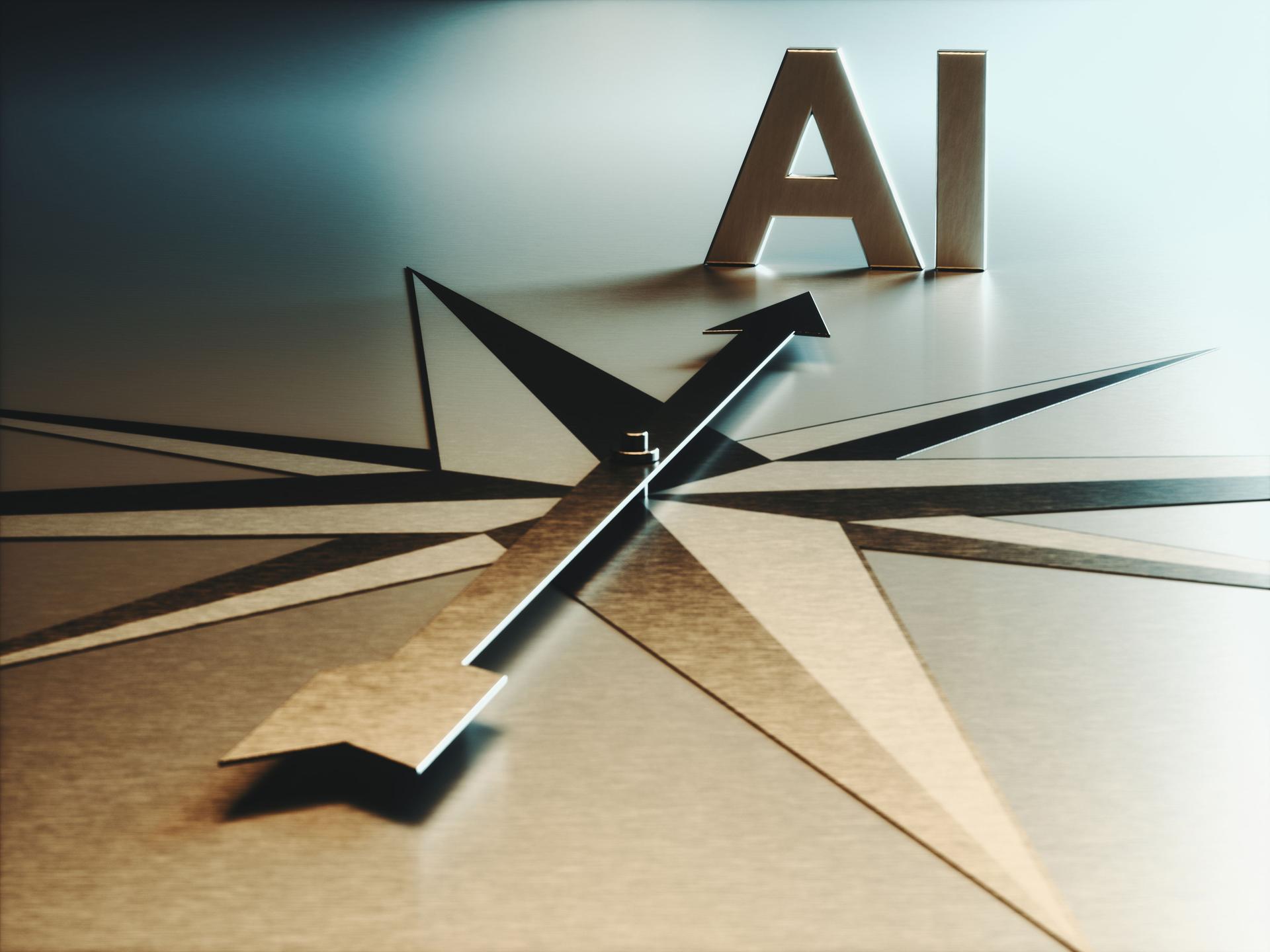 Arrow of A Compass Pointing AI text